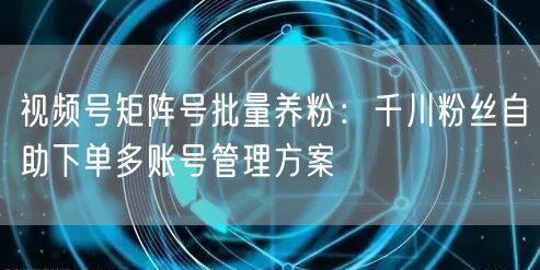 视频号矩阵号批量养粉：千川粉丝自助下单多账号管理方案