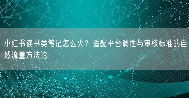 小红书读书类笔记怎么火？适配平台调性与审核标准的自然流量方法论