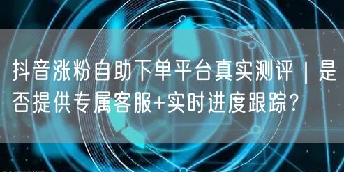 抖音涨粉自助下单平台真实测评｜是否提供专属客服+实时进度跟踪？