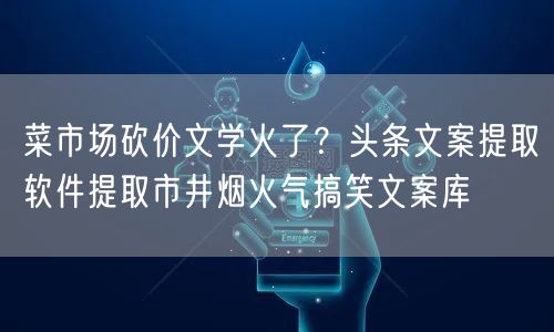 菜市场砍价文学火了？头条文案提取软件提取市井烟火气搞笑文案库