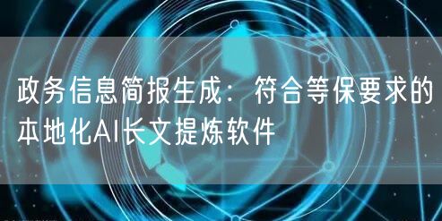 政务信息简报生成：符合等保要求的本地化AI长文提炼软件