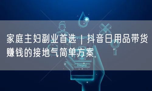 家庭主妇副业首选｜抖音日用品带货赚钱的接地气简单方案