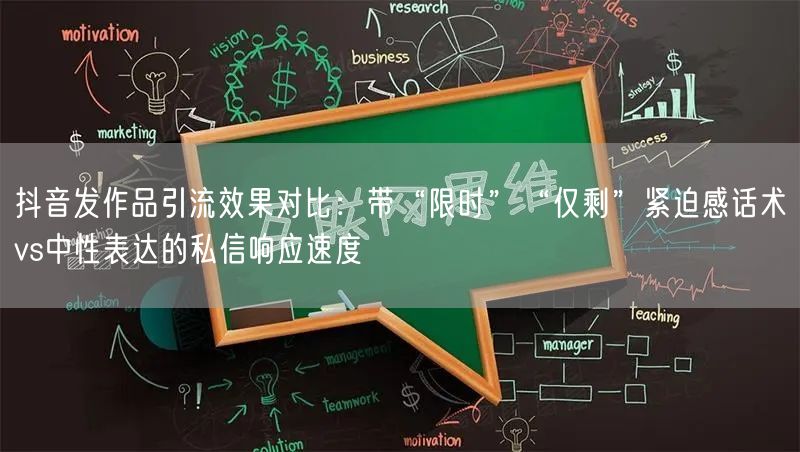 抖音发作品引流效果对比：带“限时”“仅剩”紧迫感话术vs中性表达的私信响应速度