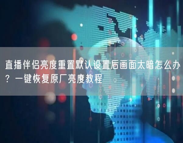 直播伴侣亮度重置默认设置后画面太暗怎么办？一键恢复原厂亮度教程