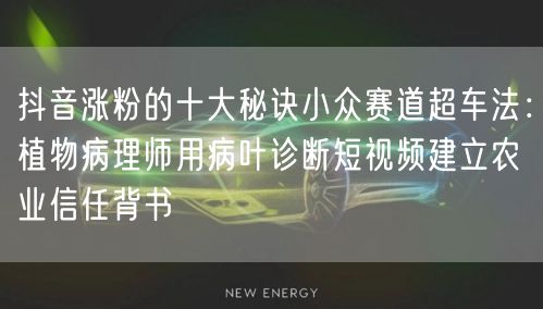 抖音涨粉的十大秘诀小众赛道超车法：植物病理师用病叶诊断短视频建立农业信任背书