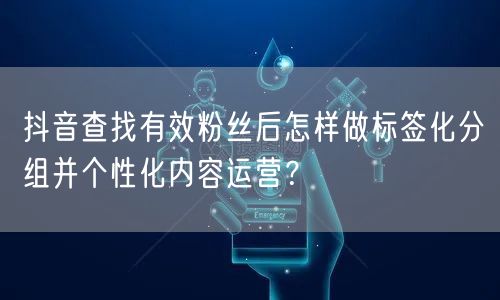 抖音查找有效粉丝后怎样做标签化分组并个性化内容运营？