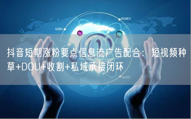 抖音短期涨粉要点信息流广告配合：短视频种草+DOU+收割+私域承接闭环