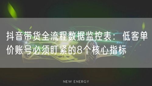 抖音带货全流程数据监控表：低客单价账号必须盯紧的8个核心指标