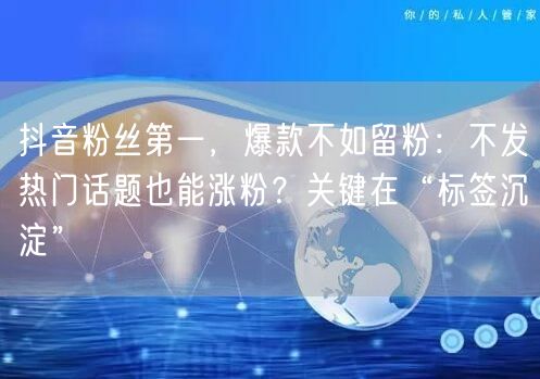 抖音粉丝第一，爆款不如留粉：不发热门话题也能涨粉？关键在“标签沉淀”