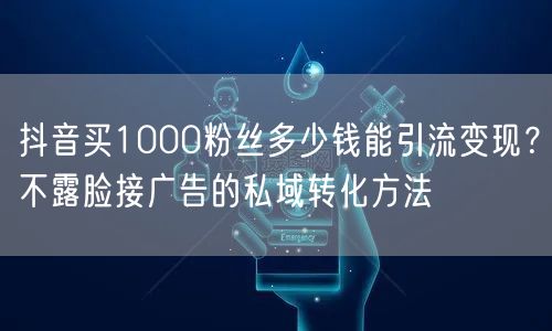 抖音买1000粉丝多少钱能引流变现？不露脸接广告的私域转化方法