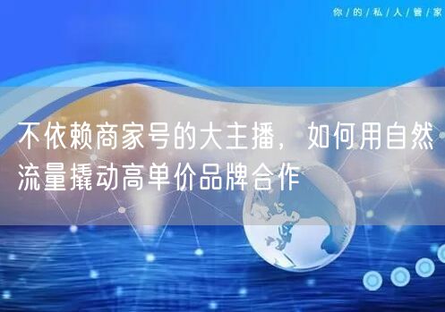 不依赖商家号的大主播，如何用自然流量撬动高单价品牌合作