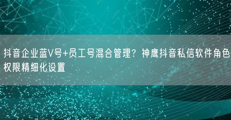 抖音企业蓝V号+员工号混合管理?神鹰抖音私信软件角色权限精细化设置